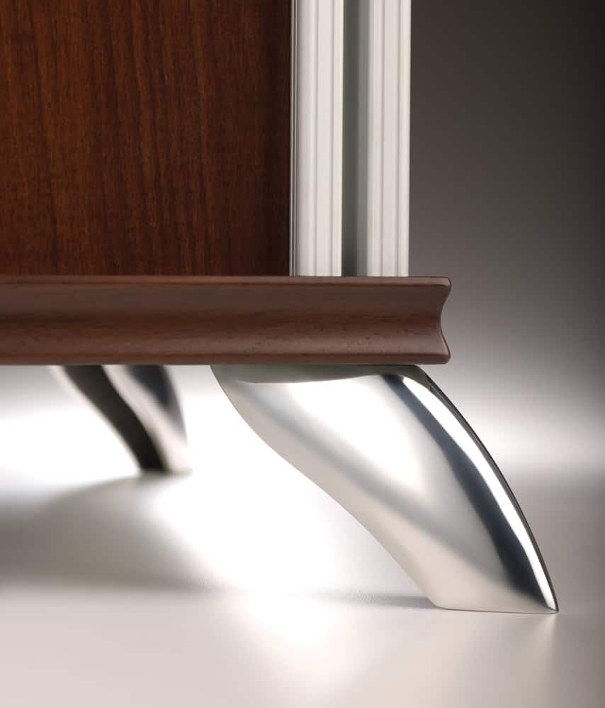 Barcelona cabinet with several custom features such as a refrigerator, trash bins and adjustable shelves